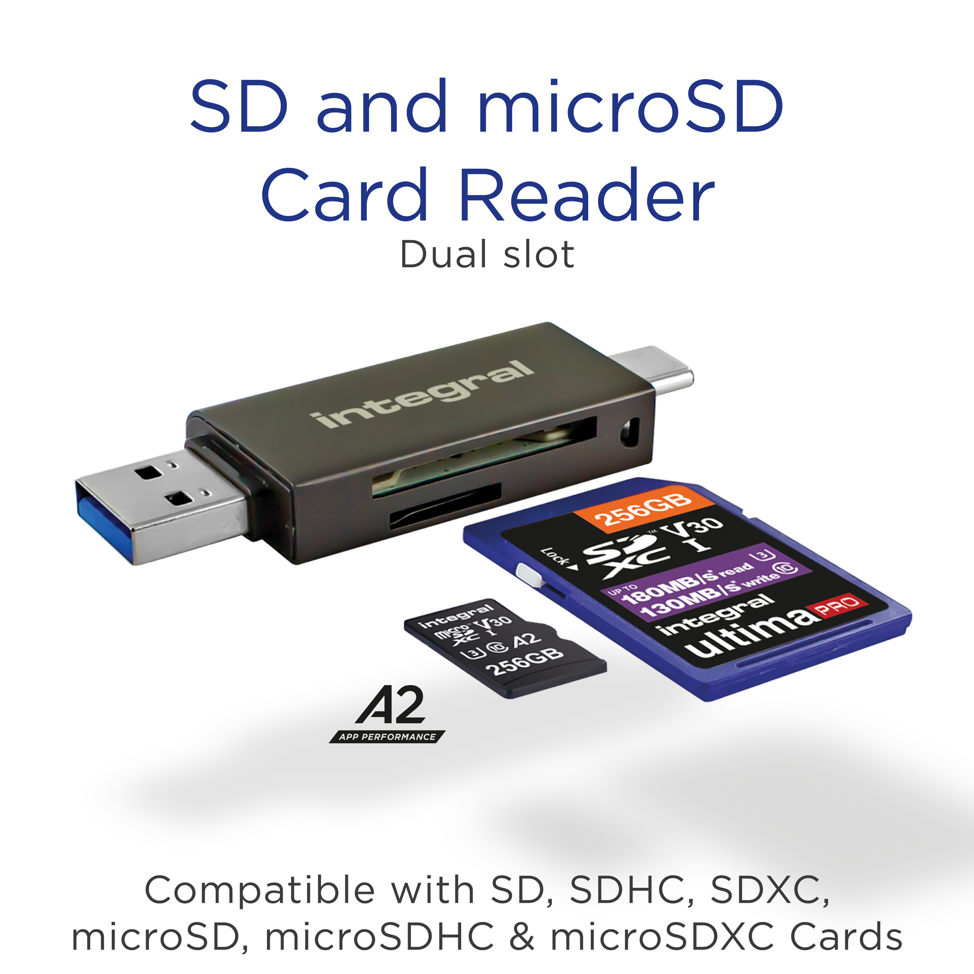 Integral USB 3.0 CARD READER TYPE A & TYPE C DUAL SLOT SD MICRO SD A2 ETAIL – image 6