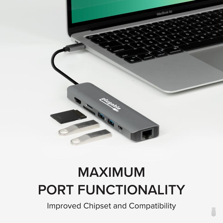 Plugable Technologies 7-in-1 USB C Hub Multiport Adapter with Ethernet Driverless Compatibility with Mac, Windows, iPhone 15, Chromebook, USB4, Thunderbolt, 100 – image 6