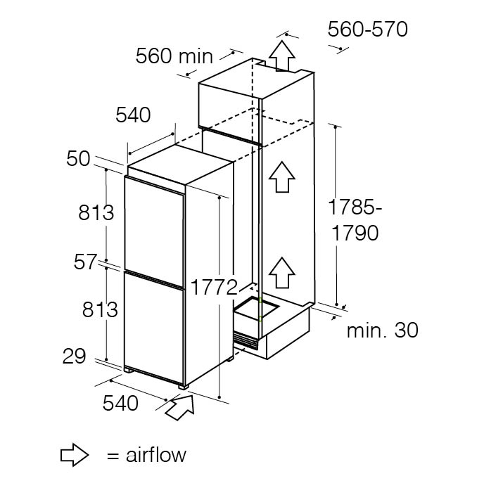 CDA FW925 Integrated 50/50 combination fridge freezer – image 2