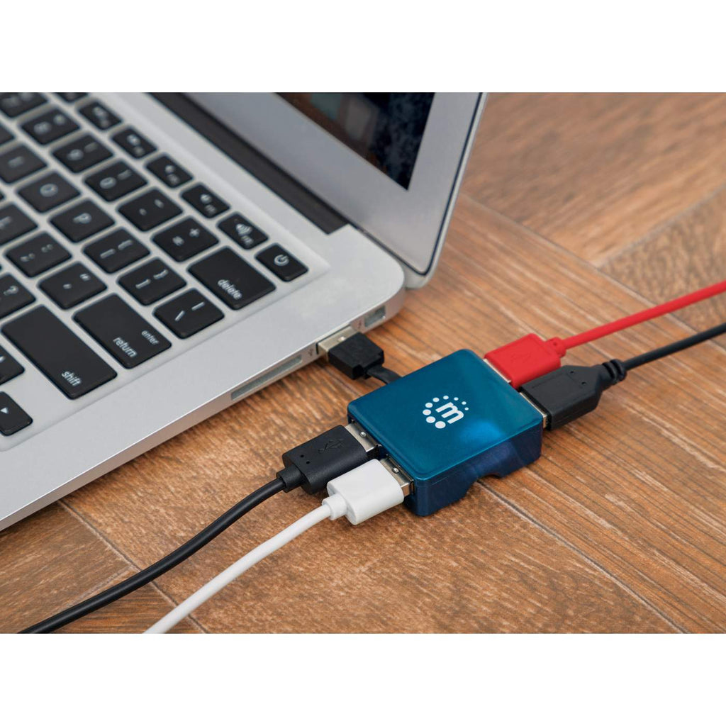 Manhattan USB-A 4-Port Micro Hub, 4x USB-A Ports, Blue, 480 Mbps (USB 2.0), USB powered (no external power supply required), Hi-Speed USB, Three Year Warranty, – image 8