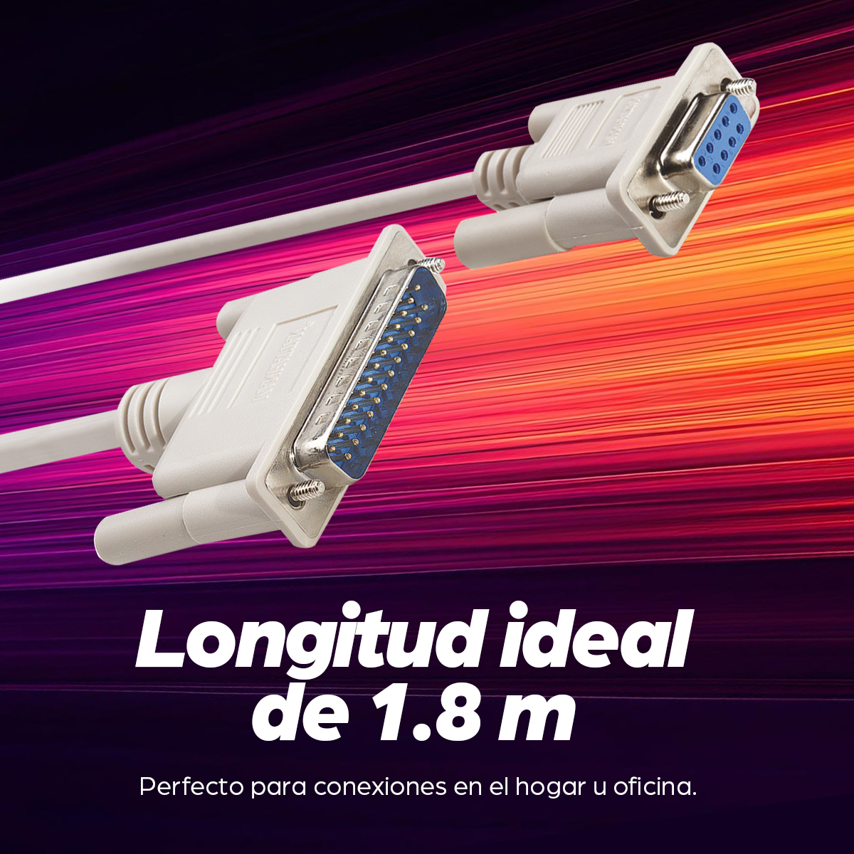 Cable 1.8m Serial DB9 a DB25 Hembra - Macho, Manhattan 314770