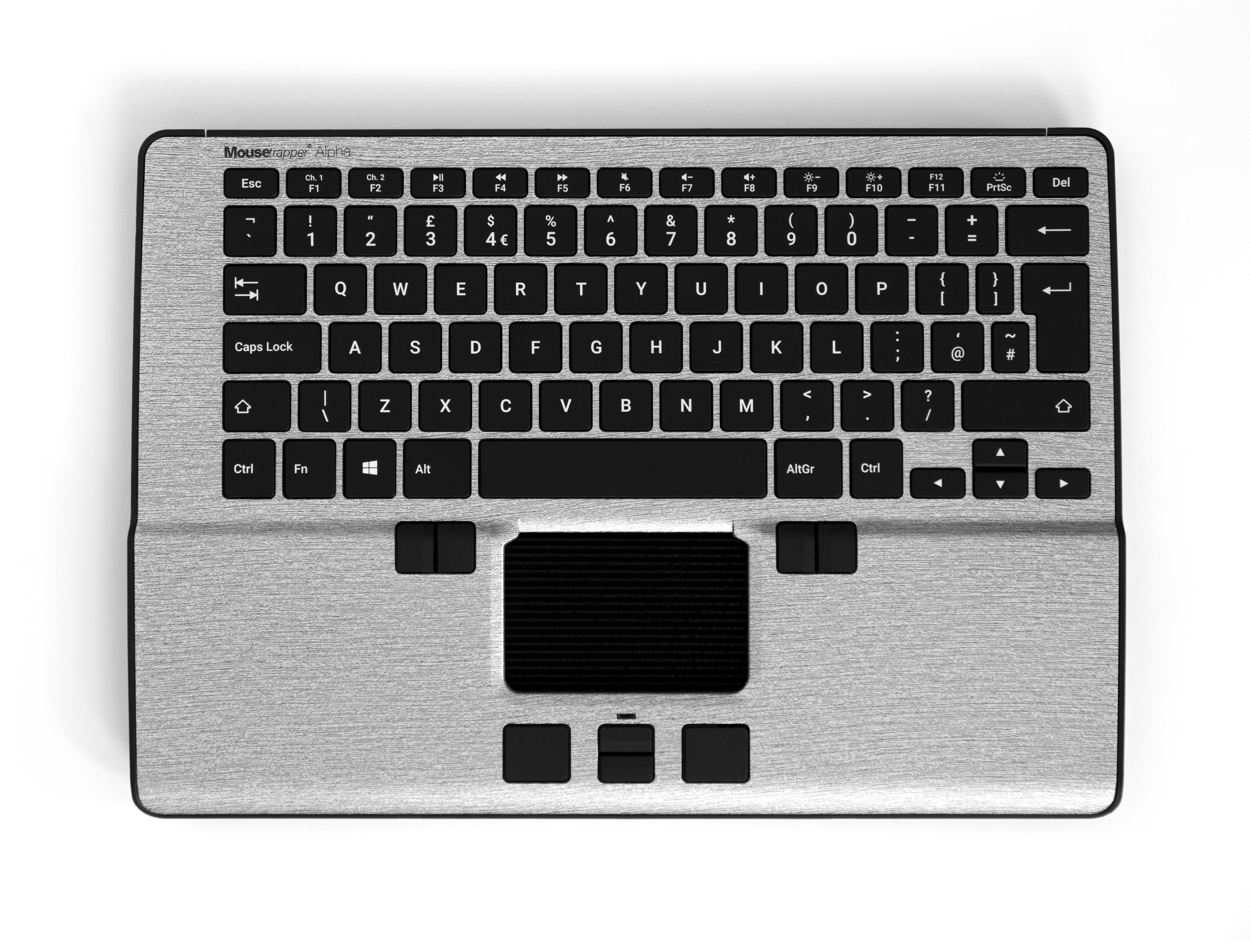 Mousetrapper Alpha tangentbord Mus inkluderad USB + Bluetooth QWERTY Engelska (Storbritannien) Silver, Svart