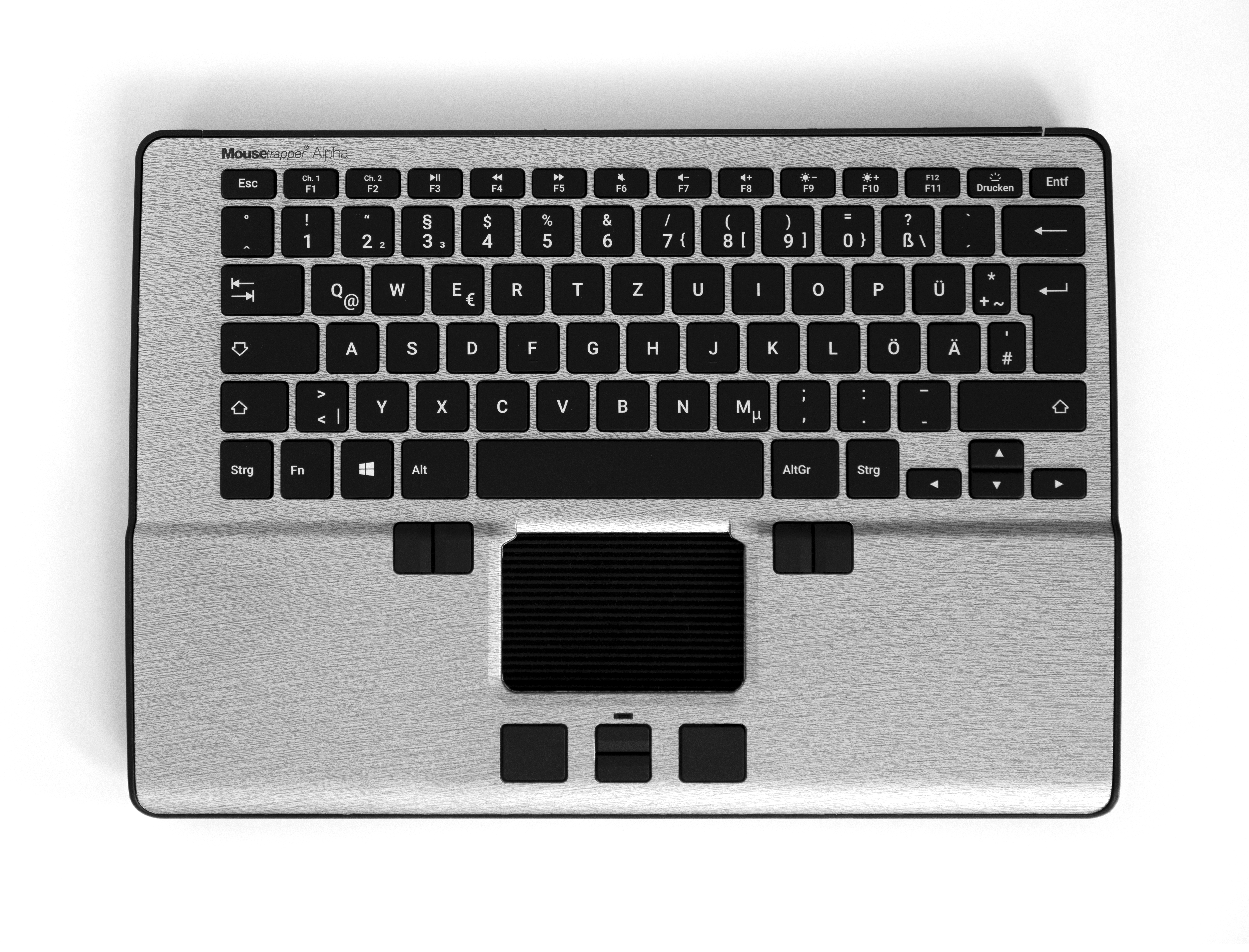 Mousetrapper Alpha tangentbord Mus inkluderad USB + Bluetooth QWERTZ tyska Svart, Silver