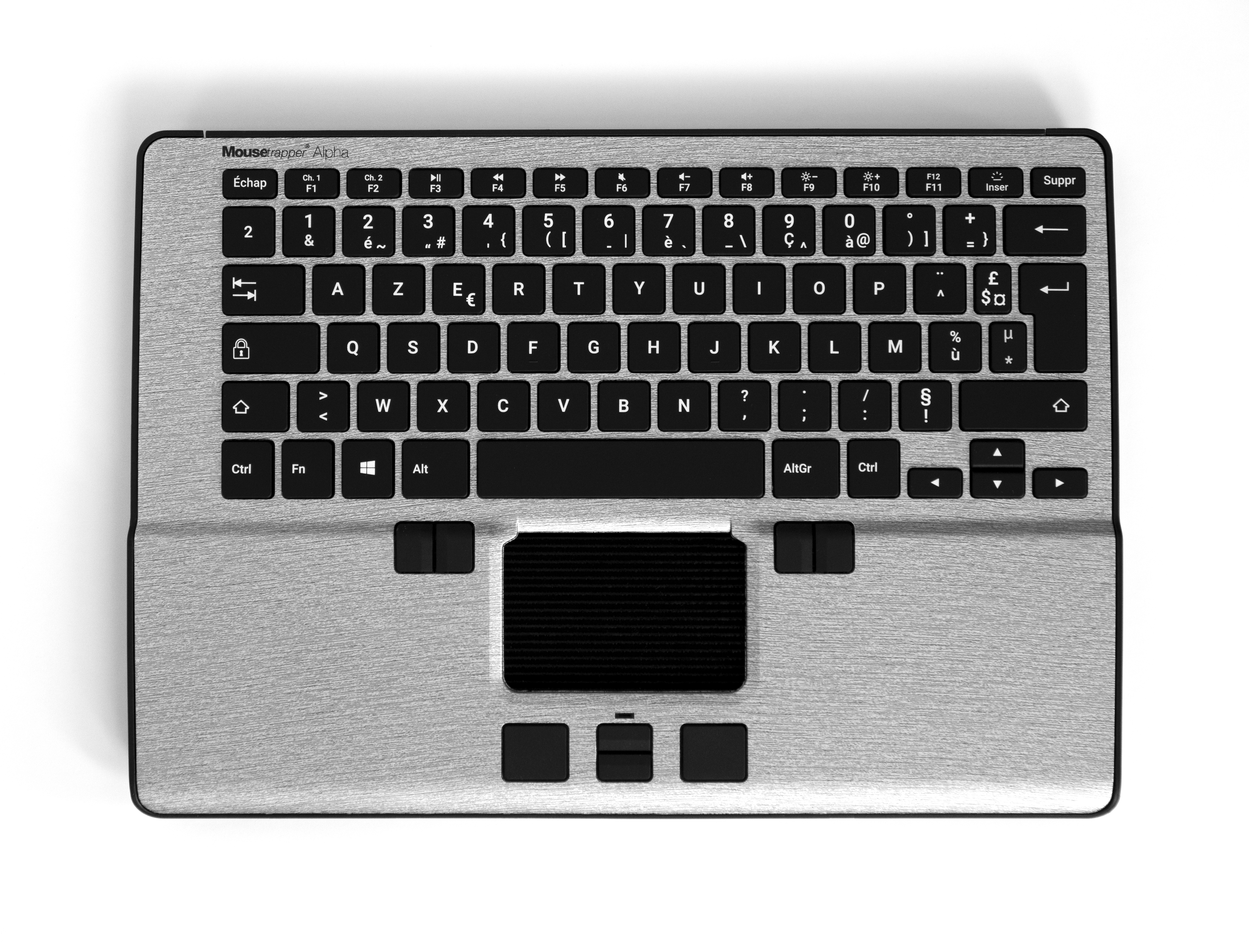 Mousetrapper Alpha tangentbord Mus inkluderad USB + Bluetooth AZERTY Fransk Silver, Svart