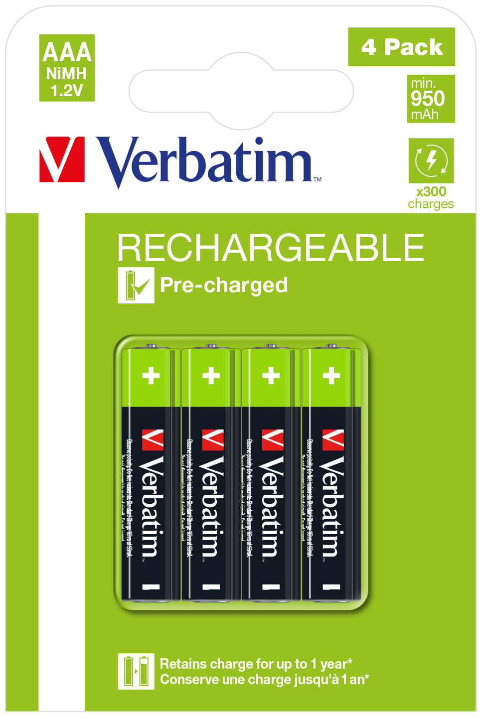 Verbatim 49514 hushållsbatteri Laddningsbart batteri AAA Nickel-metallhydrid (NiMH)