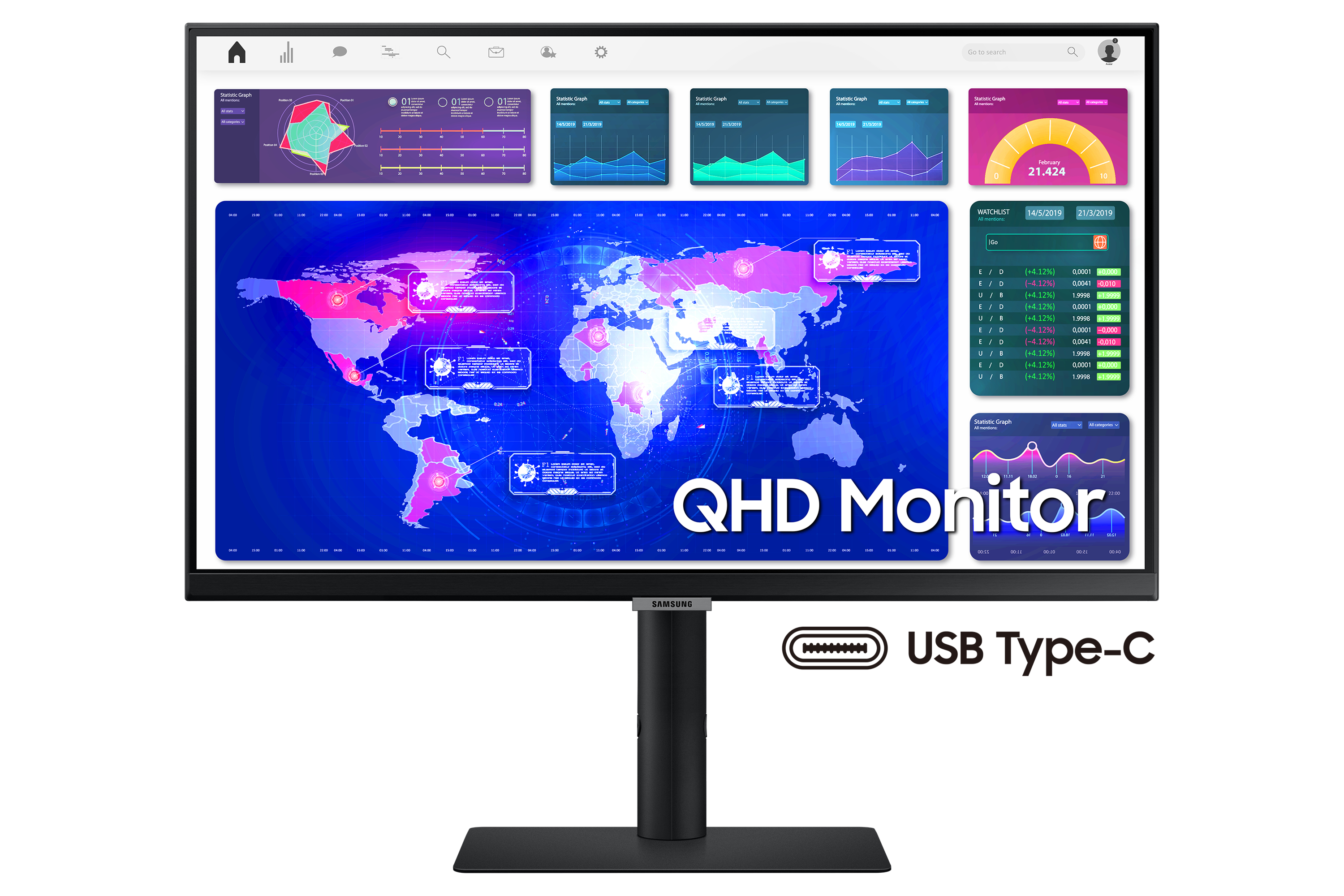 Samsung LS24A600UCUXXU & 45-489-224 computer monitor 61 cm (24″) 2560 x 1440 pixels Quad HD Black image 22