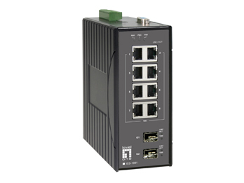 LevelOne 8 FE + 2 GE SFP Managed Switch -40 ~ 75C, DIN-rail