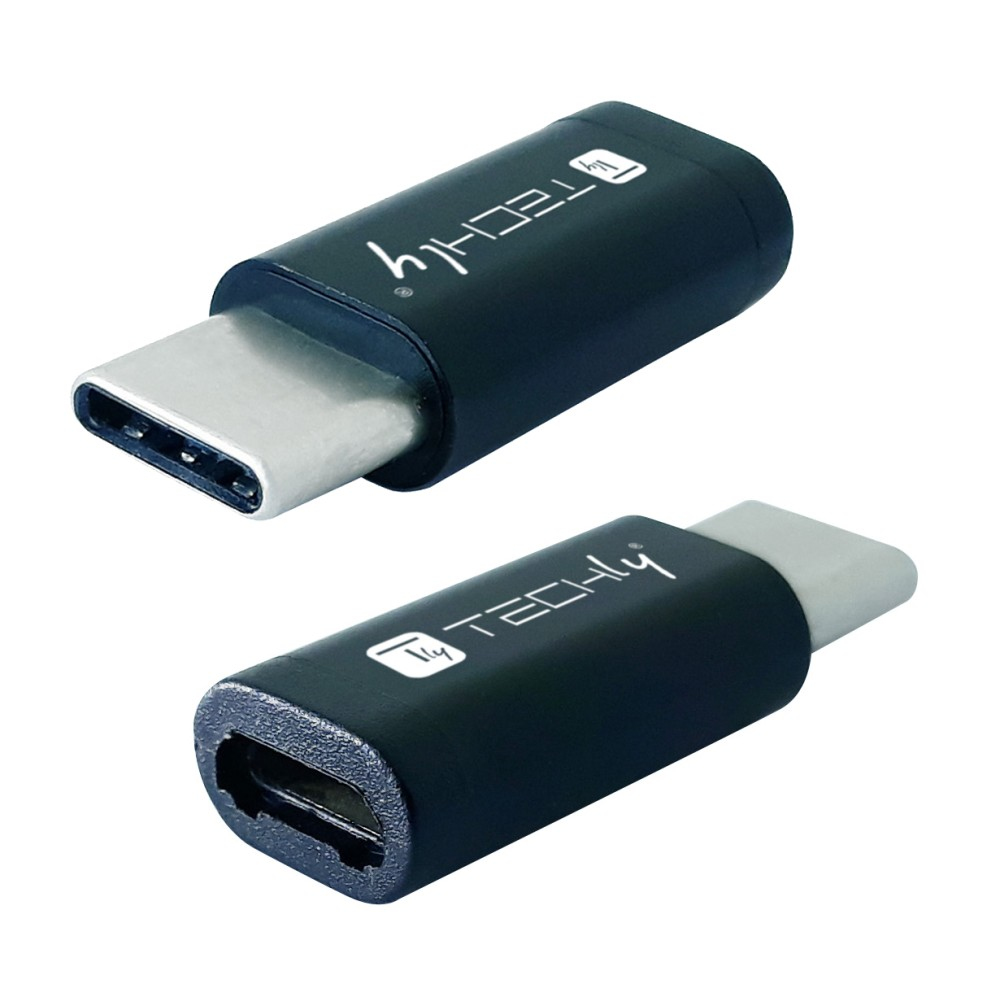 Techly IADAP USBC-MBKT adattatore per inversione del genere dei cavi Micro-USB Nero