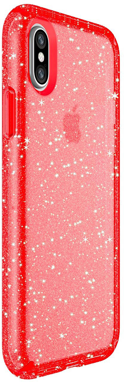 Speck iPhone X - Presidio Clear + Glitter - Firework Red W/ Gold Glitter – image 3
