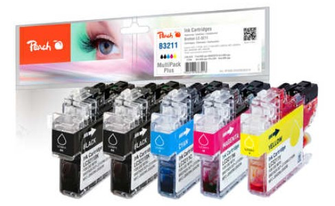 Peach Multi Pack Plus with chip, compatible with Brother LC-3211