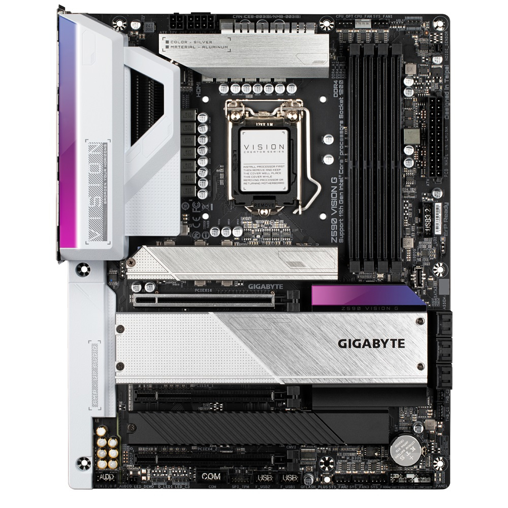 Tarjeta madre gigabyte intel z590 vision g 1200 10ma/11va generación 4x ddr4 3200 128gb m.2 sata-pcie