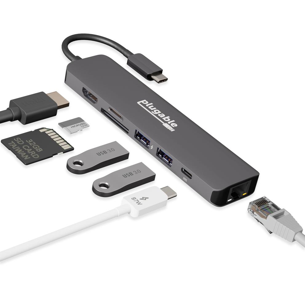 Plugable USBC-7IN1E Portable USB-C Ethernet Docking Station