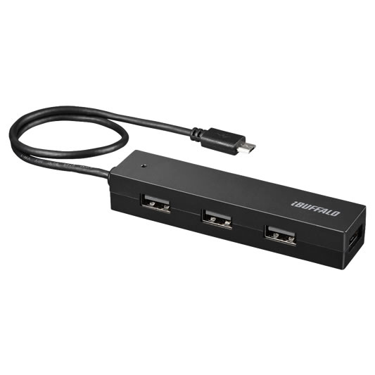 Buffalo BSH4UMB05BK interface hub USB 2.0 Micro-B 480 Mbit/s Black