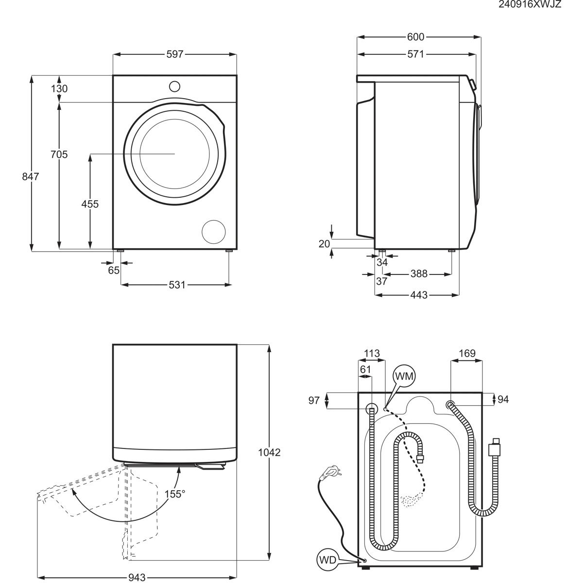 AEG LWR7G856OB washer dryer Freestanding Front-load White – image 8