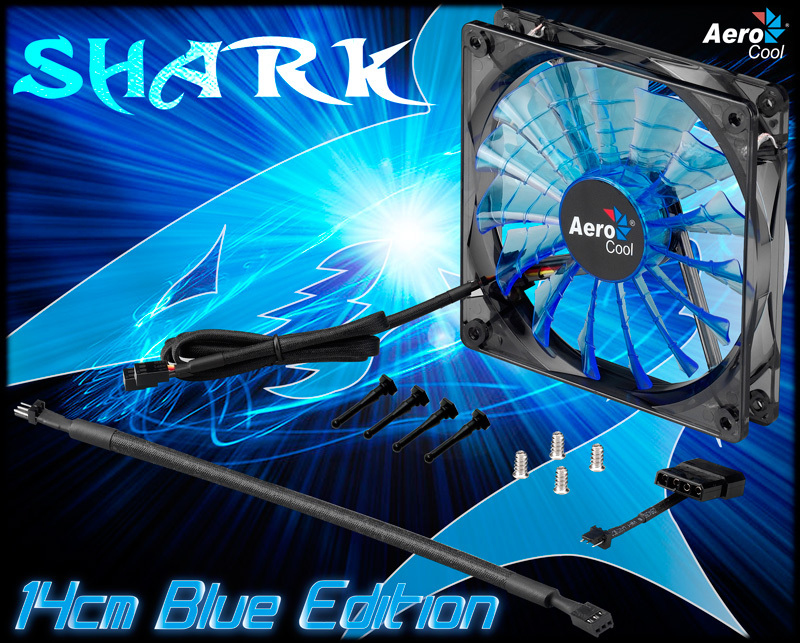 Aerocool Shark Fan Blue Edition 14cm Computer case Black, Blue, Transparent image 3