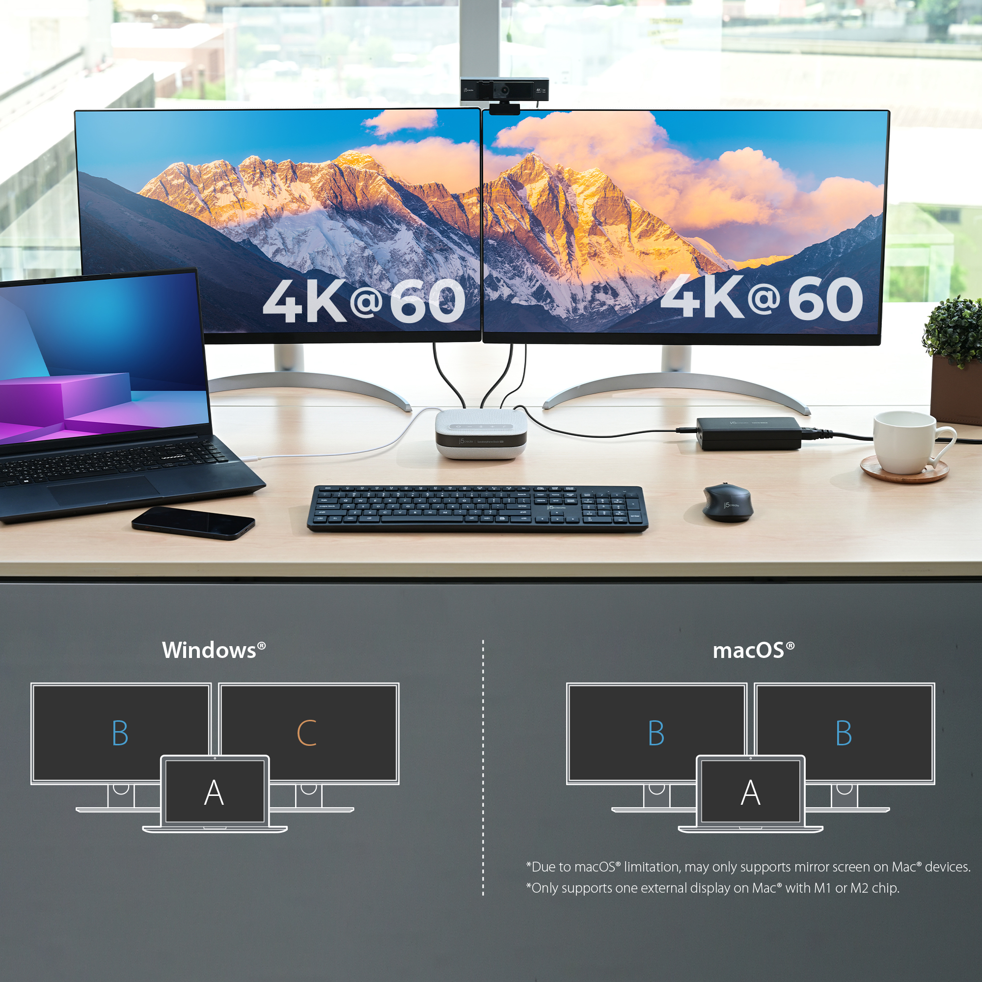 j5create JCDS337 USB-C® Dual 4K Speakerphone Dock Pro, Black – image 7