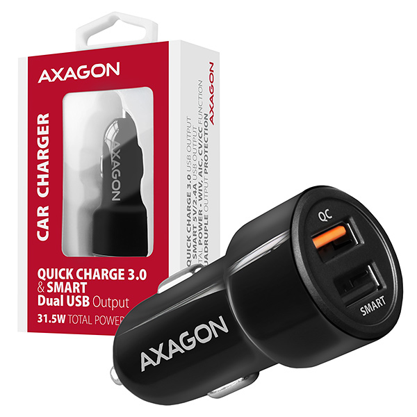 Axagon PWC-QC5 mobile device charger Mobile phone, Smartphone, Tablet, Universal Black Cigar lighter Fast charging Auto – image 2