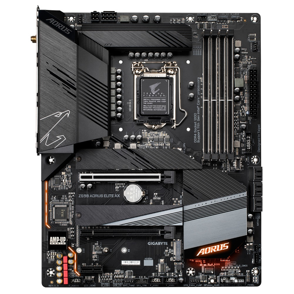 Tarjeta madre gigabyte intel z590 aorus elite ax 1200 10ma/11va generación 4x ddr4 3200 129gb m.2 sata-pcie