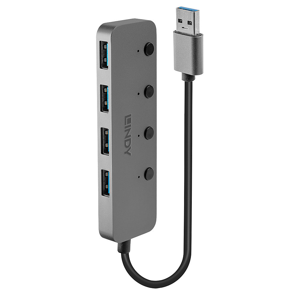 Lindy 43309 Schnittstellen-Hub USB 3.2 Gen 1 (3.1 Gen 1) Type-A 5 Mbit/s Grau