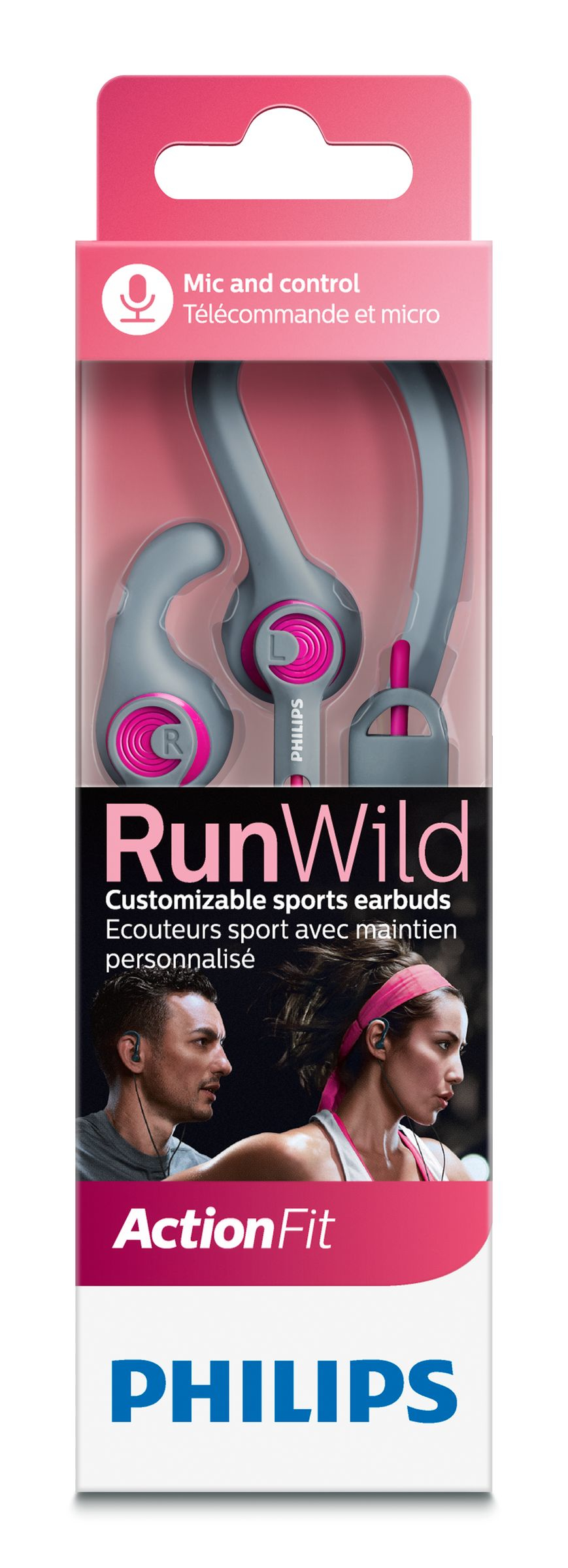 Philips ActionFit SHQ1555PK/10 headphones/headset Wired Ear-hook, In-ear Grey, Pink – image 2