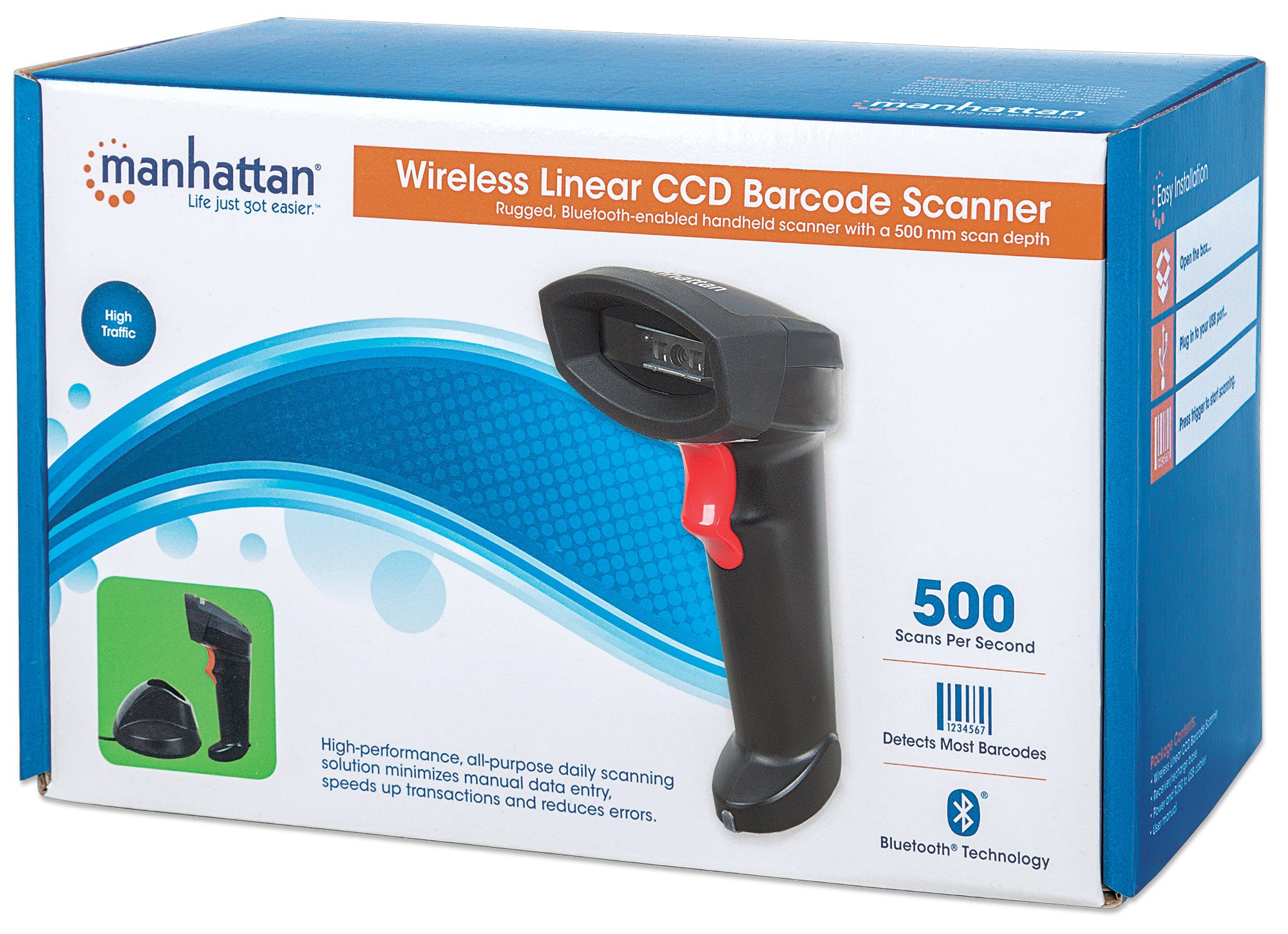 Manhattan Rugged Wireless Linear CCD Handheld Barcode Scanner, Bluetooth – image 9