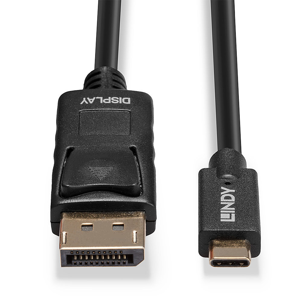 Resim Lindy 43305 USB Tip-C - DisplayPort 1.2 Görüntü Kablosu Adaptörü, 5m, Siyah