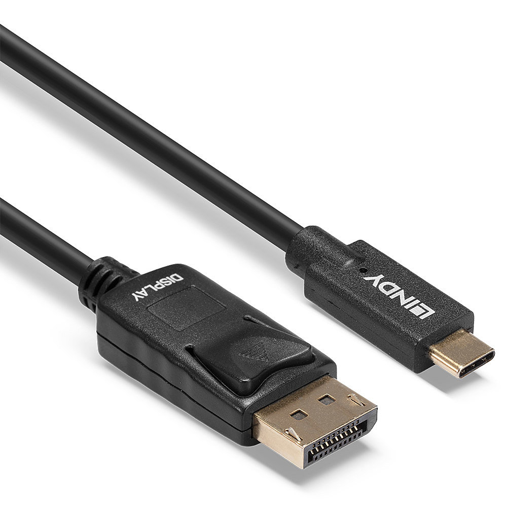 Resim Lindy 43305 USB Tip-C - DisplayPort 1.2 Görüntü Kablosu Adaptörü, 5m, Siyah
