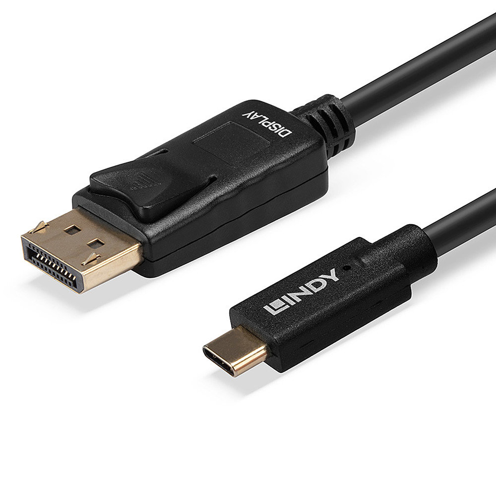 Resim Lindy 43305 USB Tip-C - DisplayPort 1.2 Görüntü Kablosu Adaptörü, 5m, Siyah