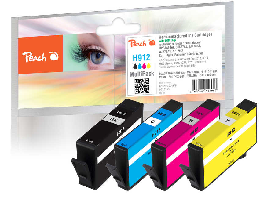 Peach PI300-970 ink cartridge 4 pc(s) Compatible Standard Yield Black, Cyan, Magenta, Yellow