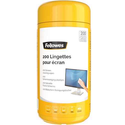 Fellowes 8562901 Beyaz Cam Temizleme Mendili, 120mm x 130mm, 200 Adet