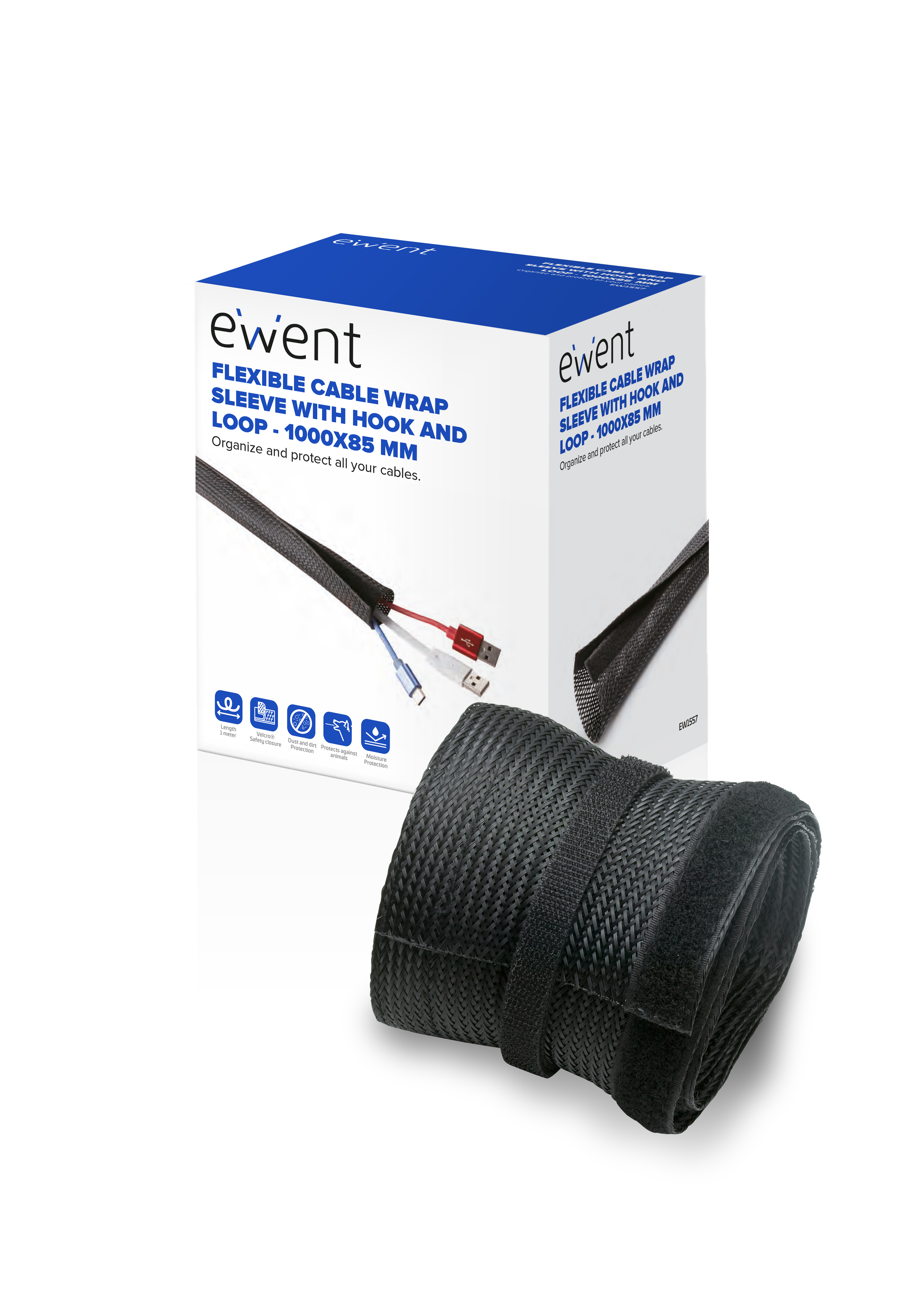 Ewent EW1557 organizador de cables Universal Pasacables Negro 1 pieza(s)