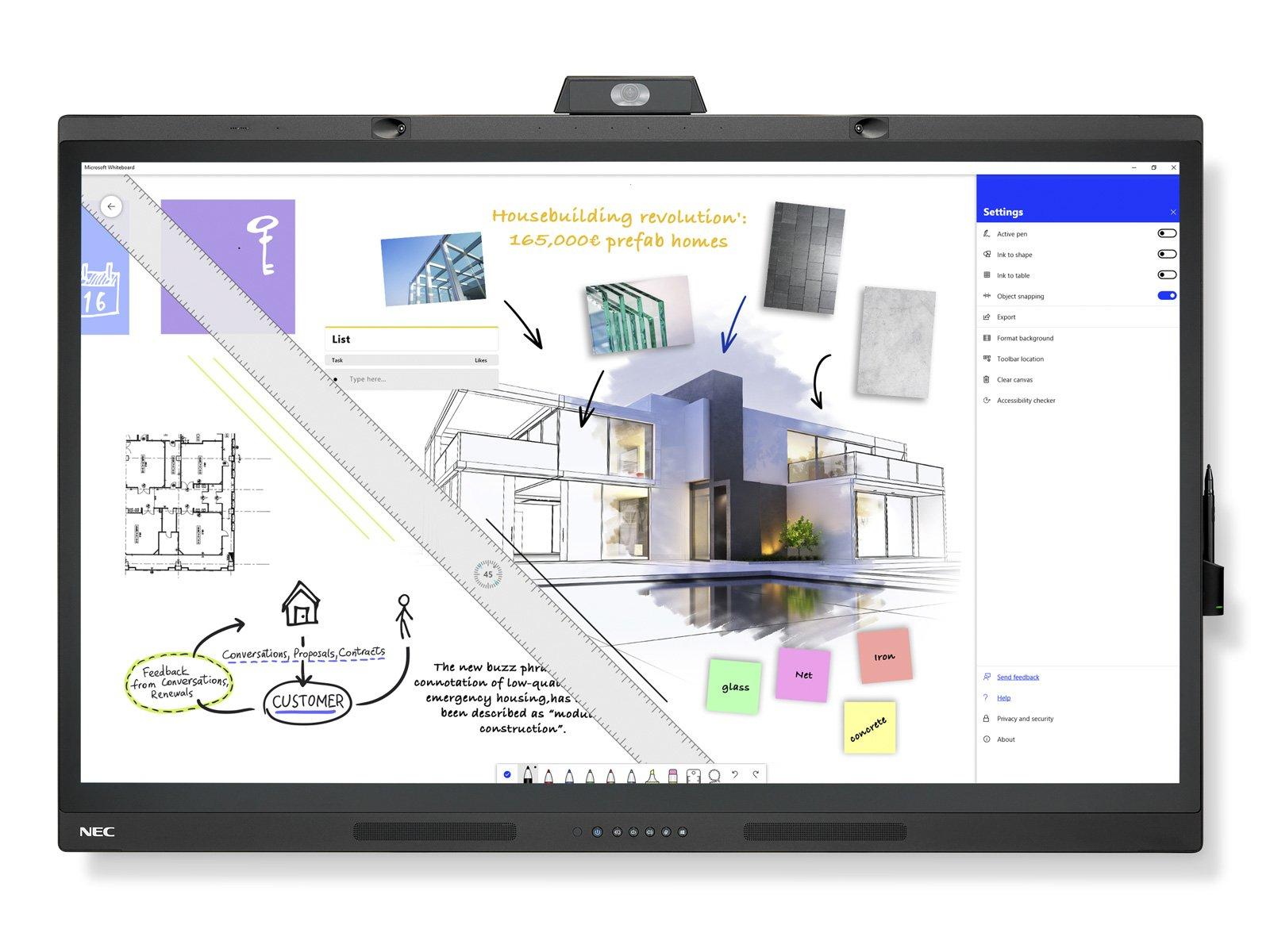 NEC WD551 tableau blanc interactif 139,7 cm (55 ) 3840 x 2160 pixels Écran tactile Neuf — photo 2