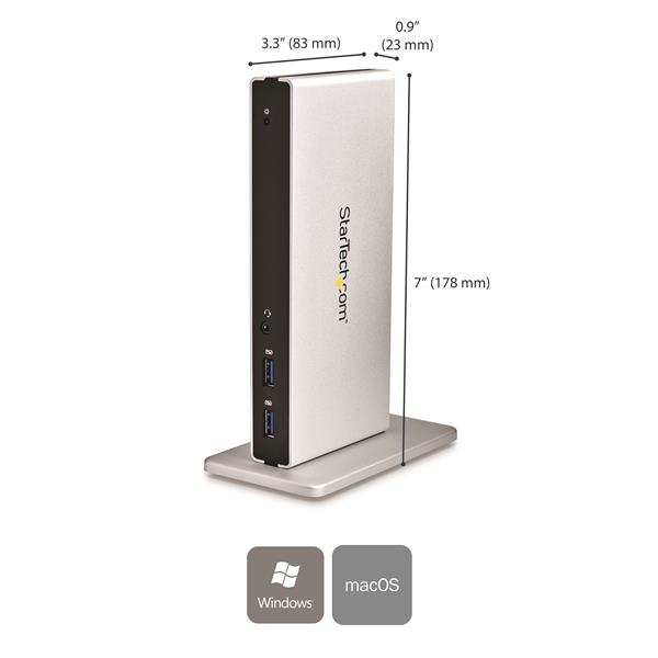 StarTech.com Dual-Monitor USB 3.0 Docking Station with DVI and Vertical Stand – image 2