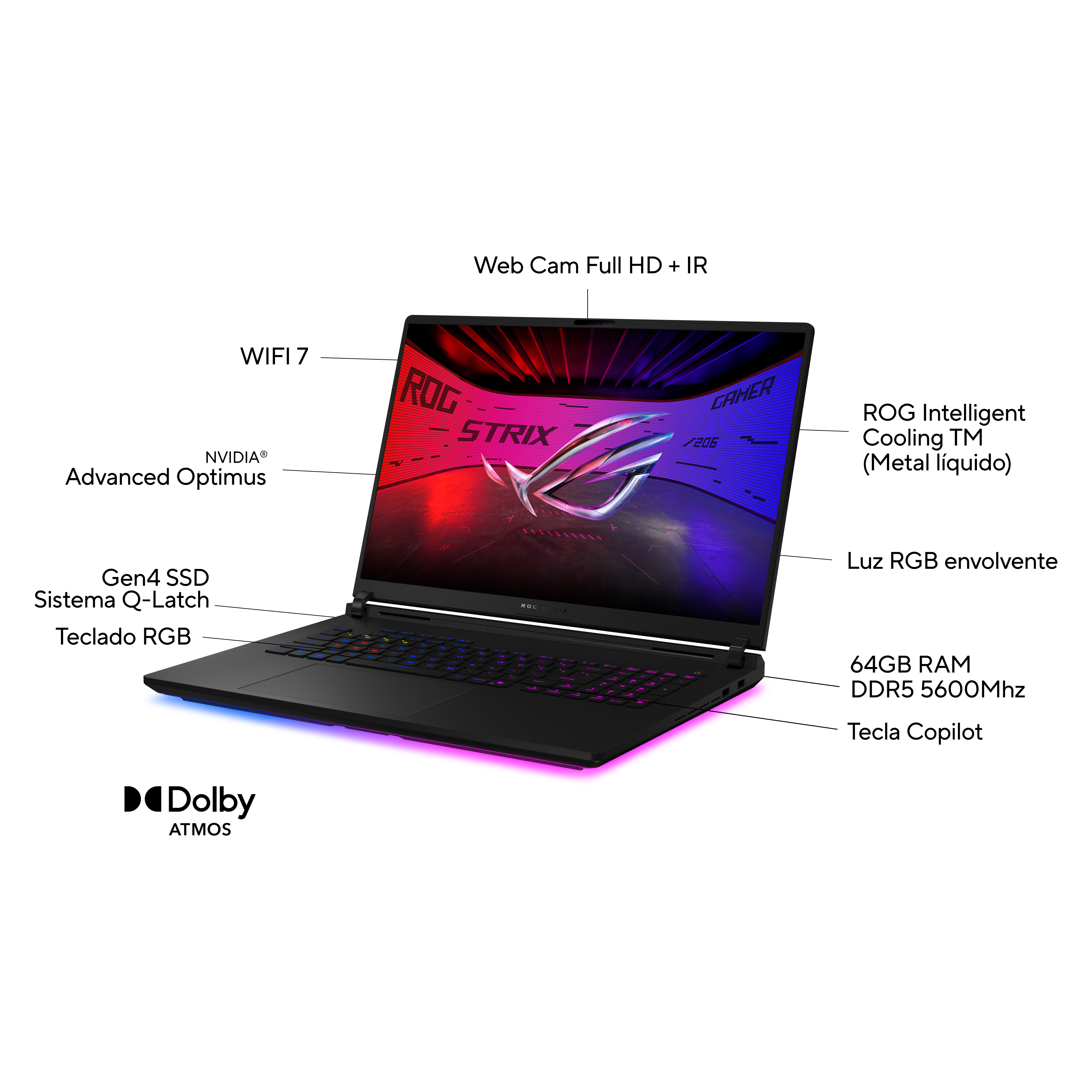 Portátil gaming - ASUS ROG Strix SCAR 18 G835LW-SA077W, " WQXGA, Intel® Core™ Ultra 9 275HX, 64 GB RAM, 2 TB SSD, GeForce RTX™ 5080, Windows 11 - imagen 6