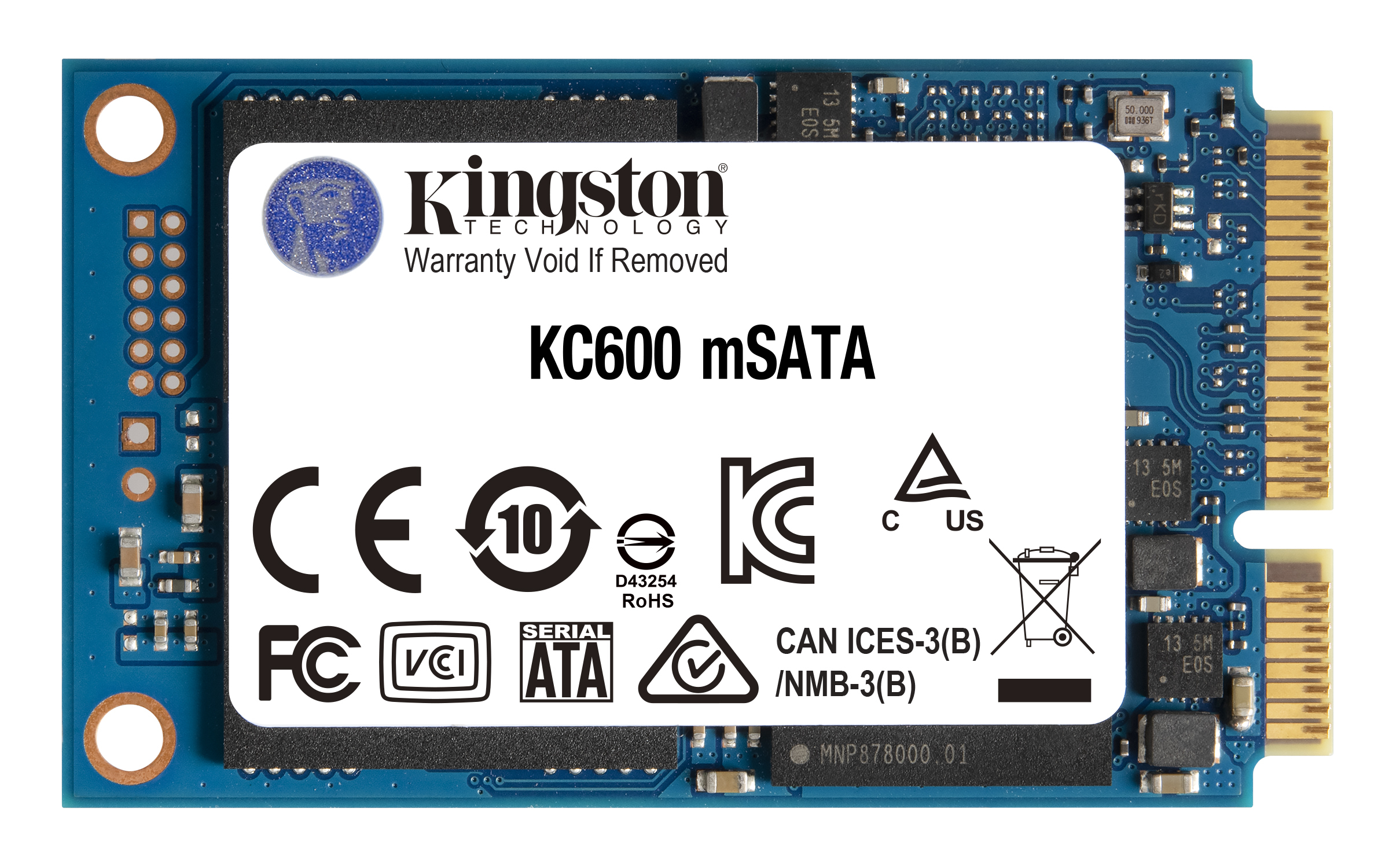 SSD MSATA 1024GB Kingston KC600, Lectura 550MB/s Escritura 520MB/s. SKC600MS/1024G