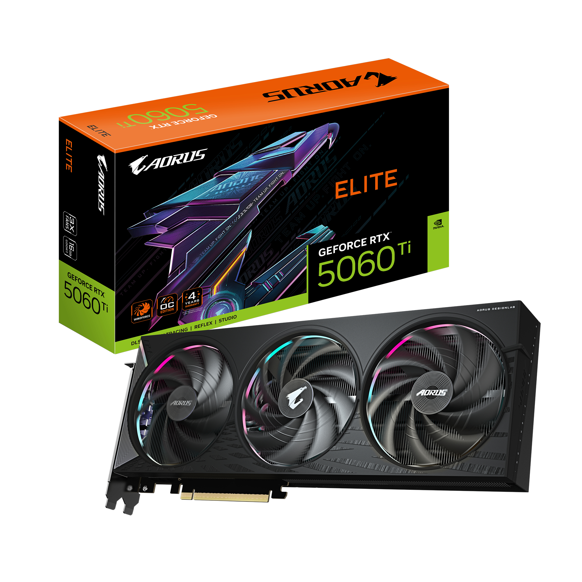 GIGABYTE AORUS GeForce RTX 5060 Ti ELITE 16G Scheda Grafica – 16 GB GDDR7, 128 bit, PCI-E 5.0, 2722 MHz Frequenza del core, 3