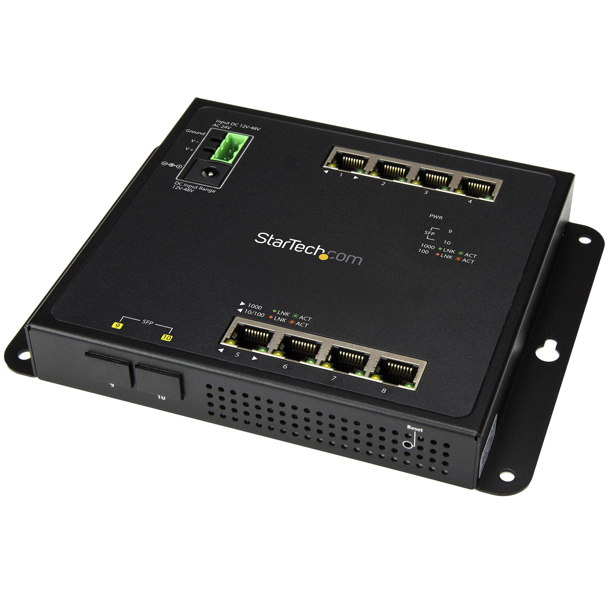 StarTech.com Industrial 8 Port Gigabit Ethernet Switch w/2 MSA SFP Slots - Hardened GbE L2 Managed Network Switch - Rugged RJ45 LAN Layer 2 Switch Din Rail Wall