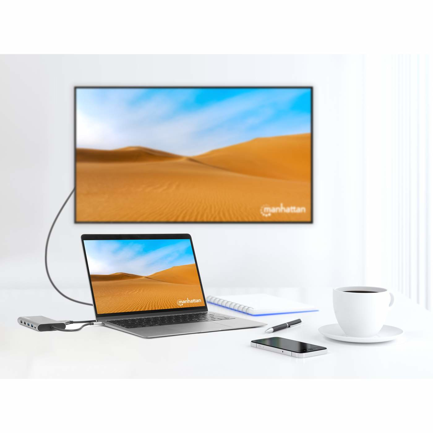 Manhattan USB-C Dock/Hub with Card Reader and MST, Ports (x10): Ethernet, 4K HDMI (X3), USB-A (x3) and USB-C (x2), With Power Delivery (100W) to 1x USB-C Port ( – image 8