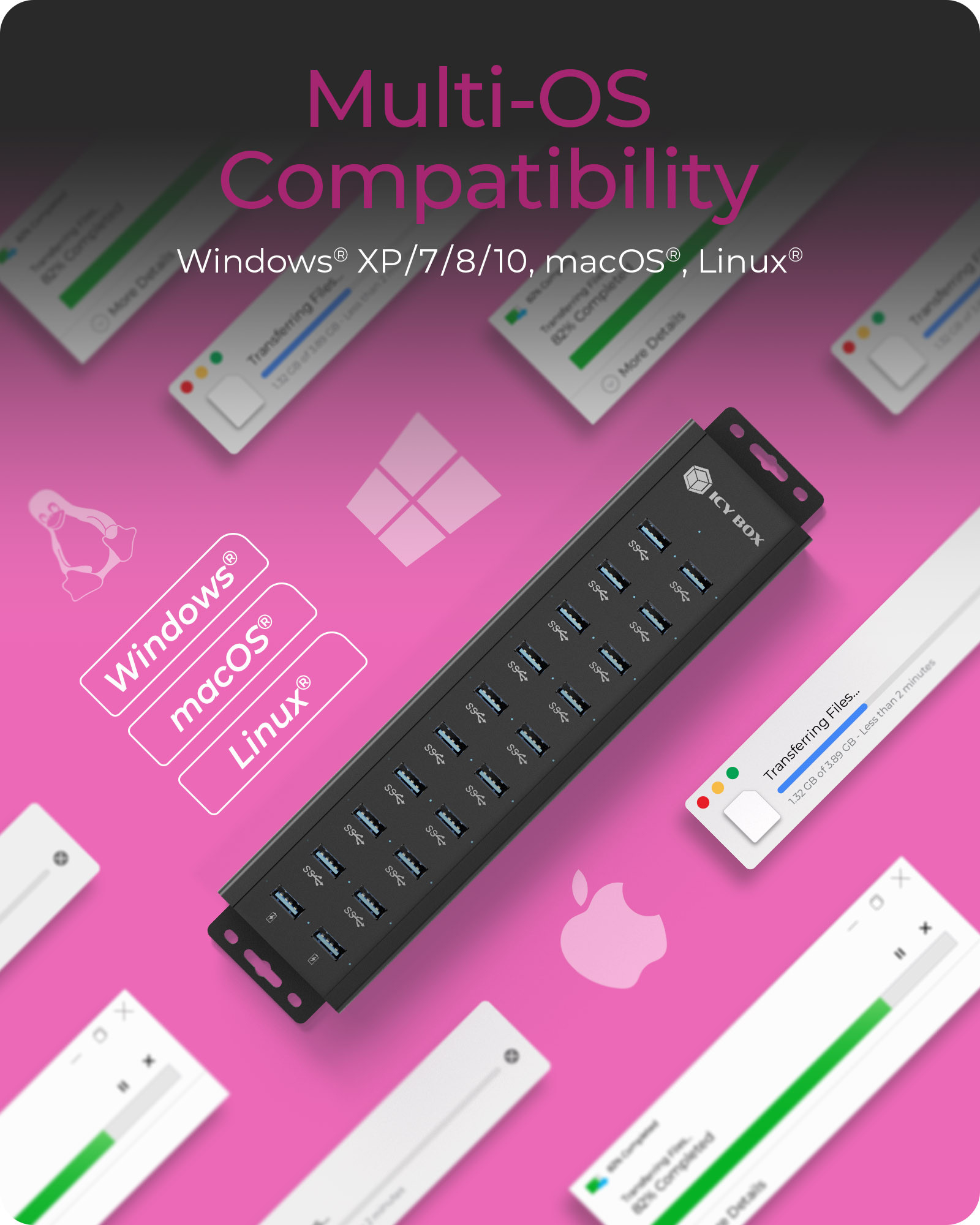 ICY BOX IB-HUB1720-U3 USB 3.2 Gen 1 (3.1 Gen 1) Type-B Black – image 5