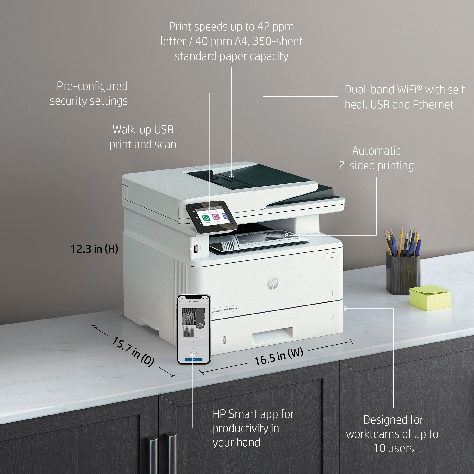 HP LaserJet Pro MFP 4102fdwe Printer – image 8