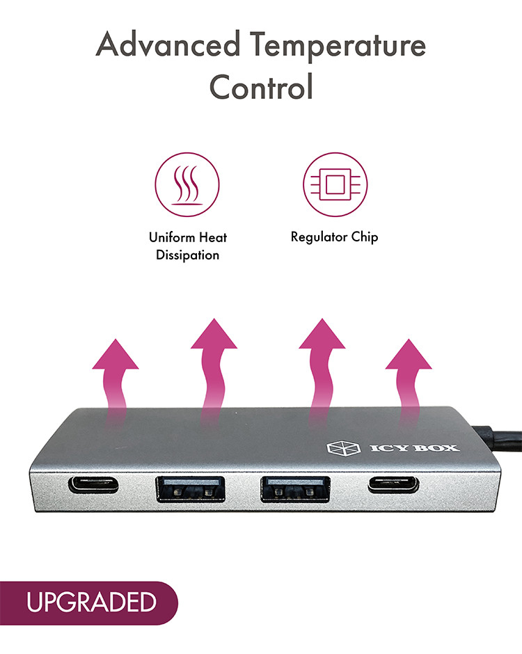 ICY BOX IB-HUB1428-C31 USB 3.2 Gen 2 (3.1 Gen 2) Type-C 10000 Mbit/s Anthracite, Black – image 8