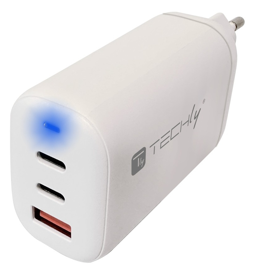 Techly IPW-USB-65W2C1A mobile device charger Laptop, Power bank, Smartphone, Tablet, Universal White AC Fast charging Indoor