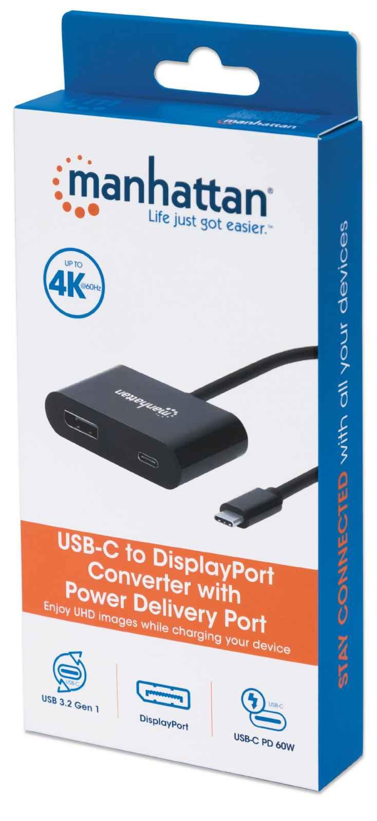Manhattan USB-C to DisplayPort 1.2 Cable and USB-C (inc Power Delivery), 4K@60Hz – image 4