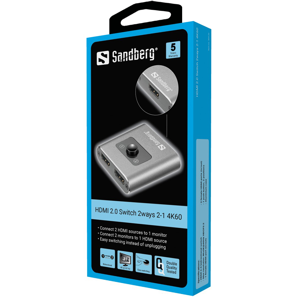 Sandberg HDMI 2.0 Switch 2ways 2-1 4K60 – image 5