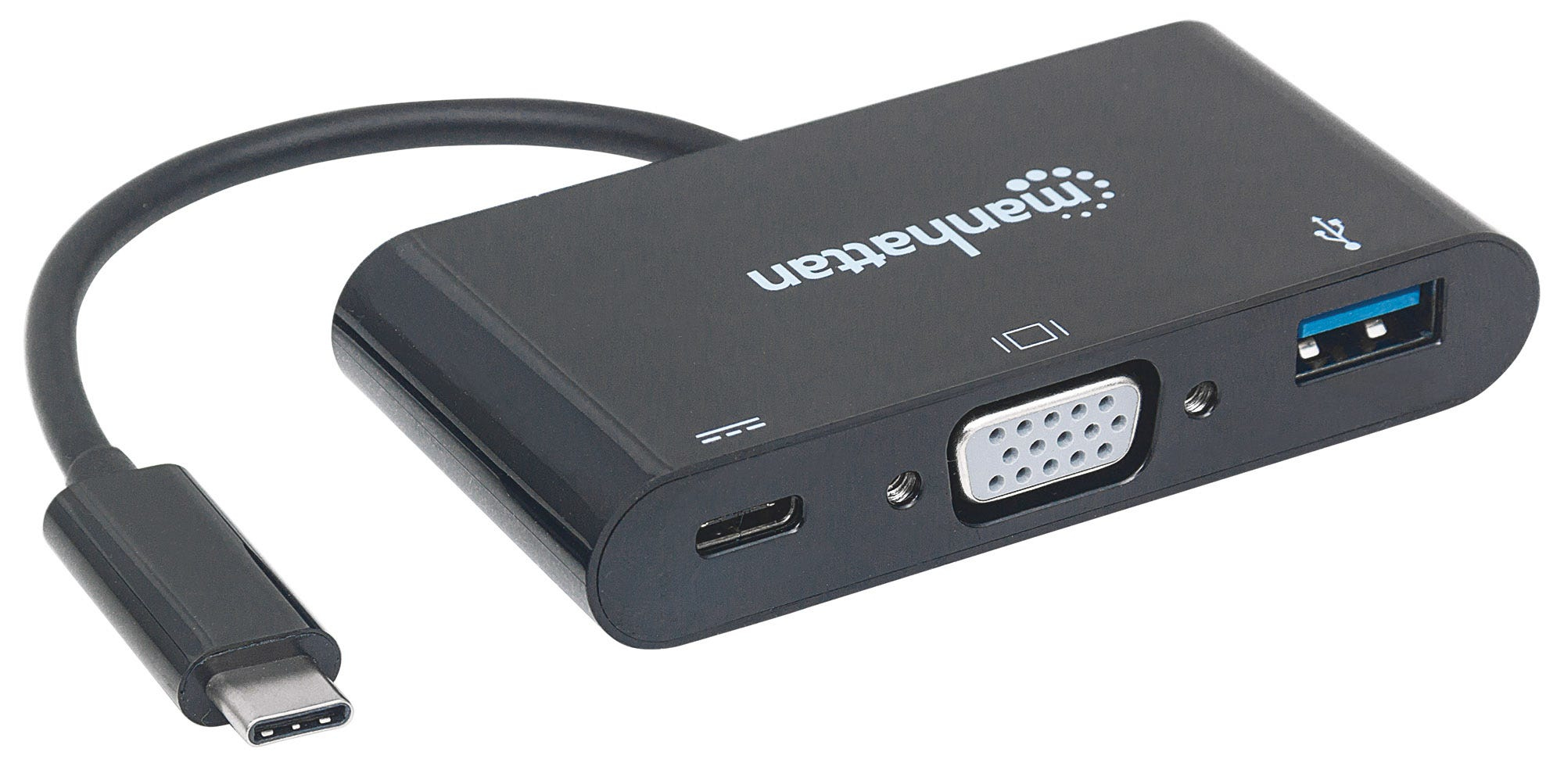 Manhattan USB-C 3-Port Hub/Dock, USB-C to USB-A, USB-C and VGA, 5 Gbps (USB 3.2 Gen1 aka USB 3.0), 1080p@60Hz, Power Delivery to USB-C Port (60W), Cable – image 3