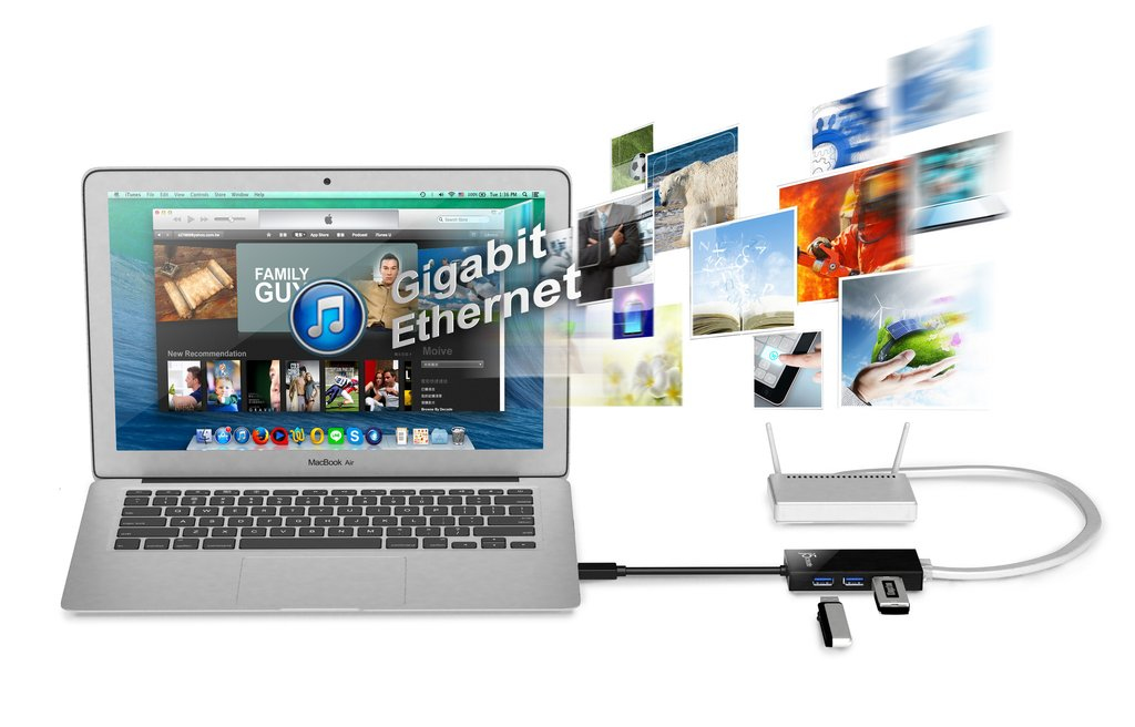 j5create JUH470 USB 3.0 Gigabit Ethernet & 3-Port Hub – image 6
