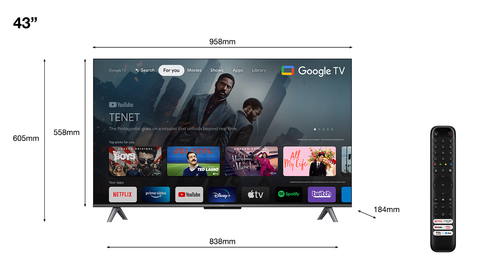 Téléviseur LED TCL 43C649 UHD 4K 108 cm Quantum Dots — photo 2