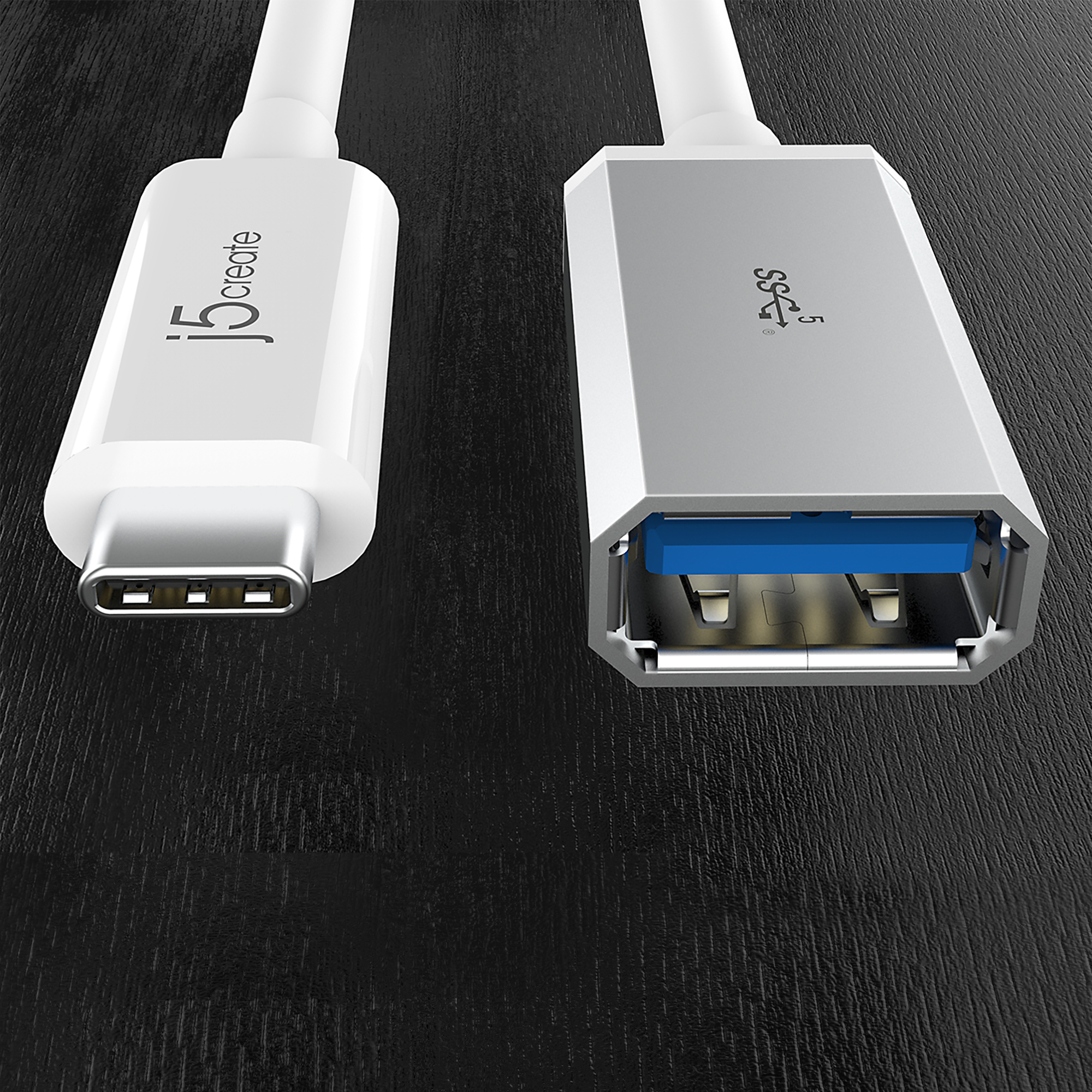 j5create JUCX05 USB-C® 3.1 to USB™ Type-A Adapter, White and Silver – image 5