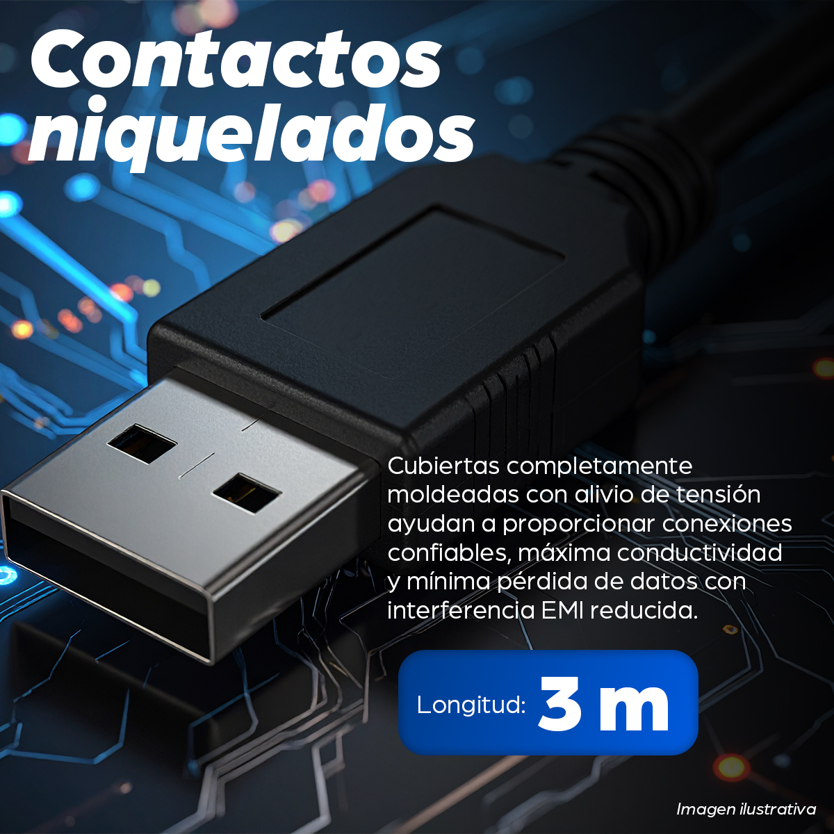 Cable USB-A 2.0 a USB-B 2.0 3m Manhattan 333382, Cubierta de Plastico, Color Negro