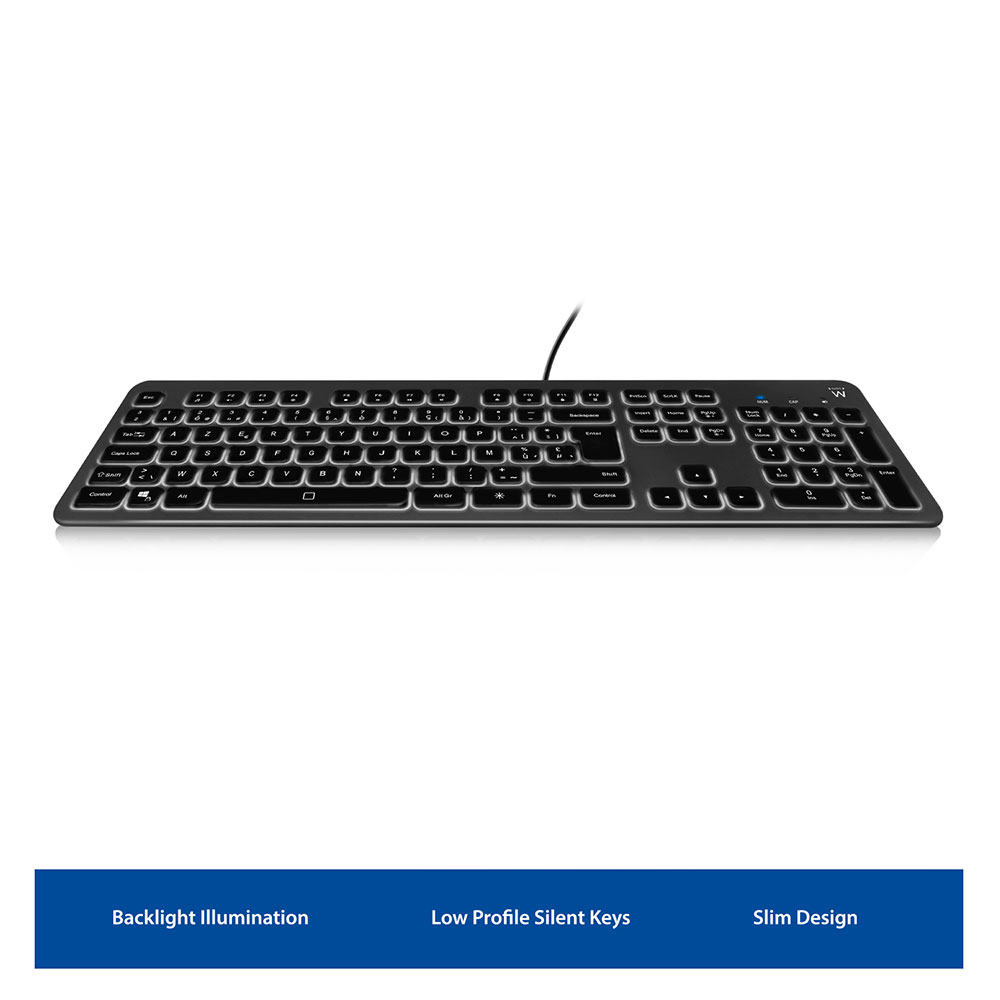 Ewent EW3266 keyboard Universal USB AZERTY Belgian Black, Grey – image 2